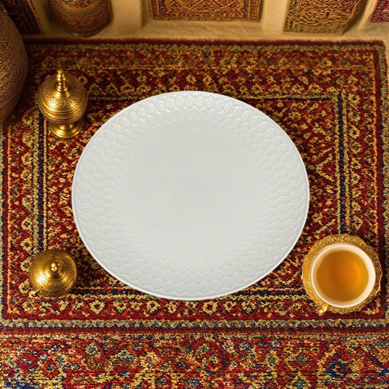 Water Cube Hammered Ceramic Plate Set of Two