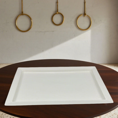 Square Edge White Ceramic Serving Platter
