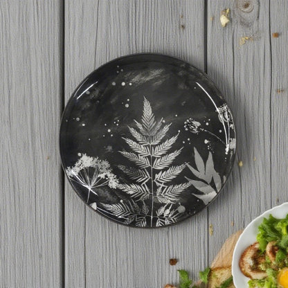 Ceramic Plates with Leaf Prints