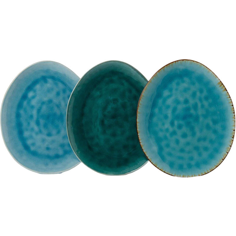  Blue-Toned Vintage Glazed Ceramic Plate