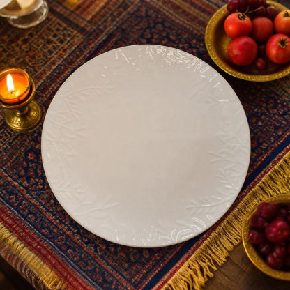 Plant Texture Embossed Ceramic Dinner Plate
