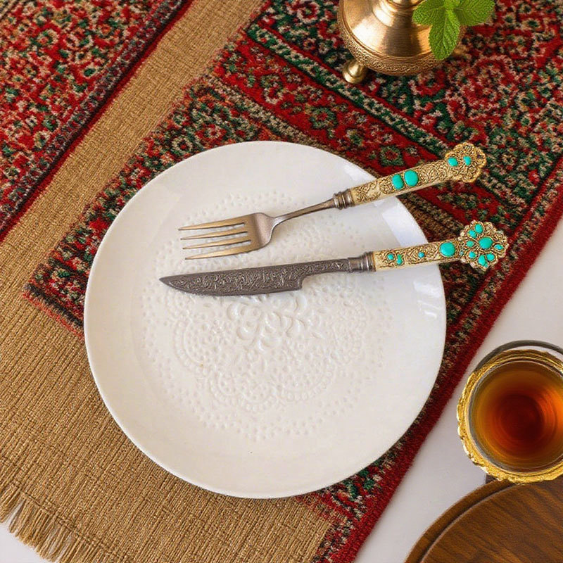 Embossed Floral White Ceramic Plate