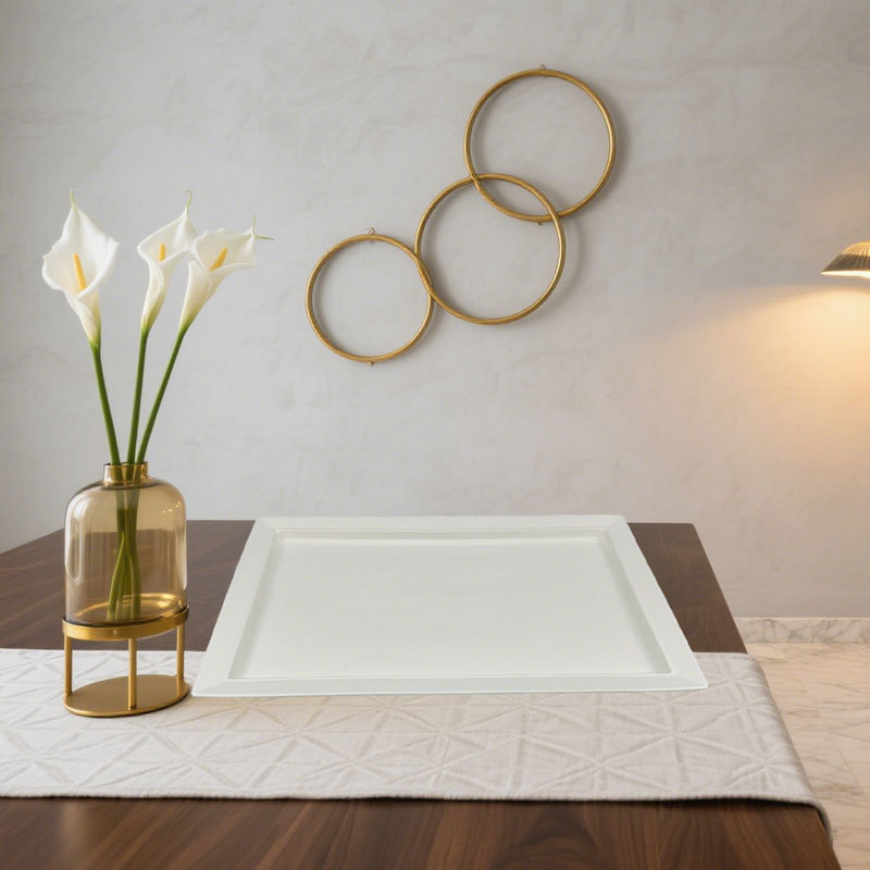 Square Edge White Ceramic Serving Platter