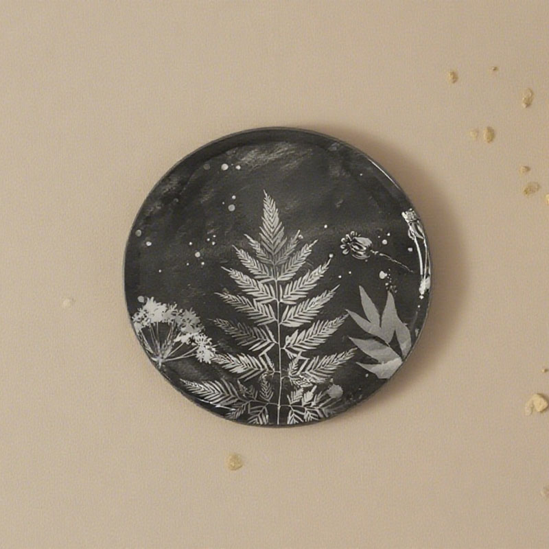 Ceramic Plates with Leaf Prints