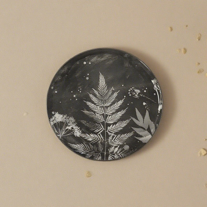Ceramic Plates with Leaf Prints