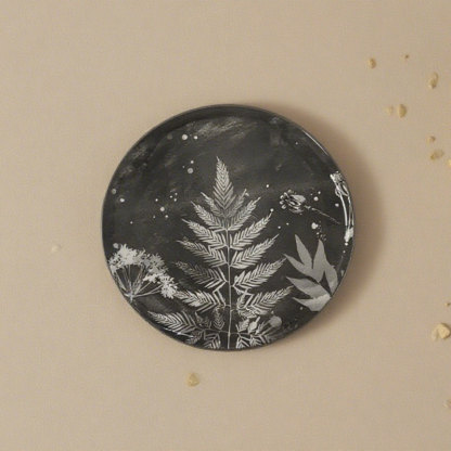 Ceramic Plates with Leaf Prints