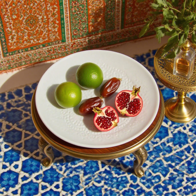 Embossed Floral White Ceramic Plate