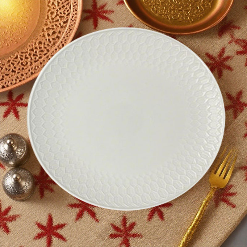 Water Cube Hammered Ceramic Plate Set of Two