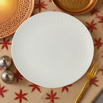 Water Cube Hammered Ceramic Plate Set of Two