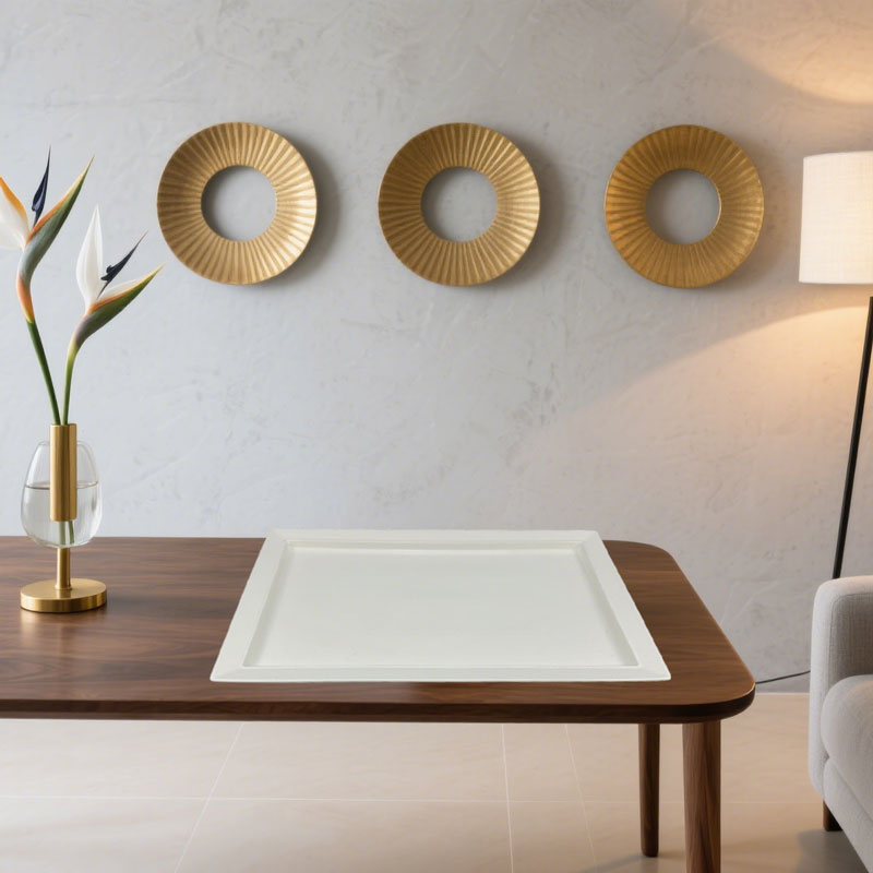 Square Edge White Ceramic Serving Platter