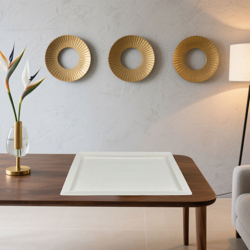 Square Edge White Ceramic Serving Platter