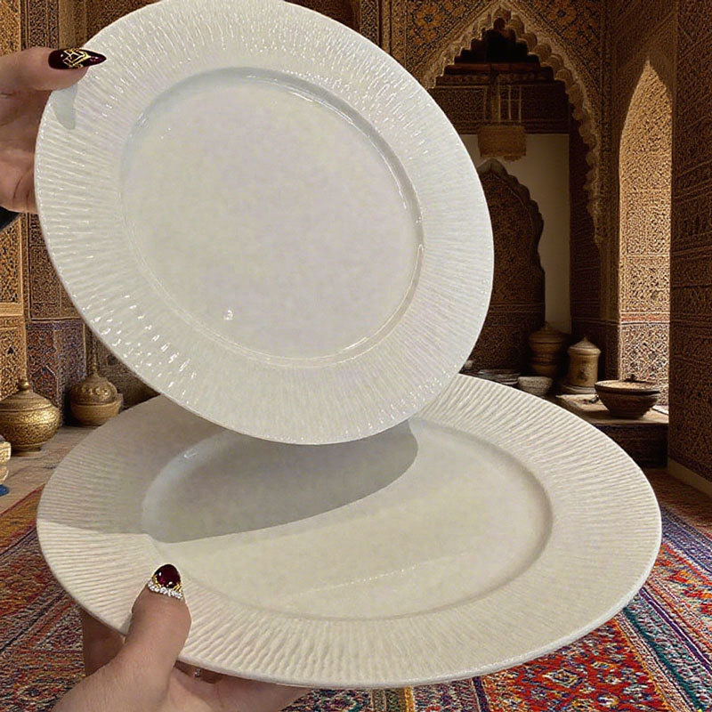 Handcrafted Ripple-textured Ceramic Plat