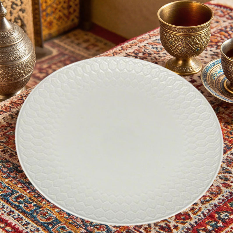 Water Cube Hammered Ceramic Plate Set of Two