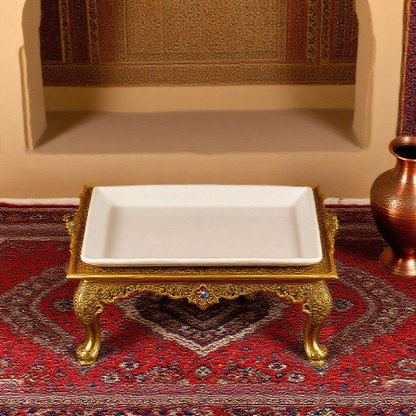 Sleek White Rectangular Ceramic Serving Platter