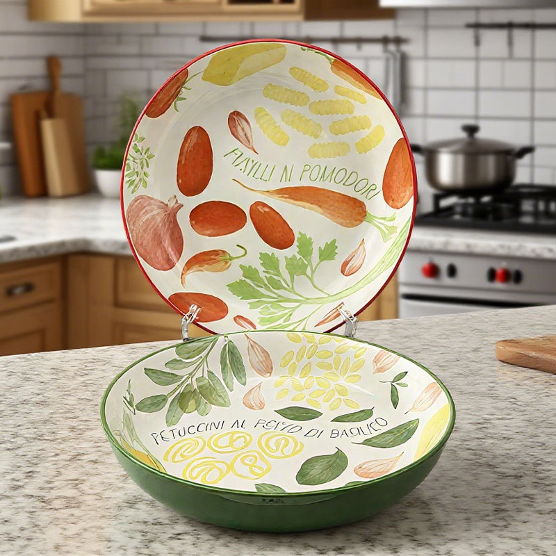 Hand - painted Vegetable Pattern Ceramic Plates 