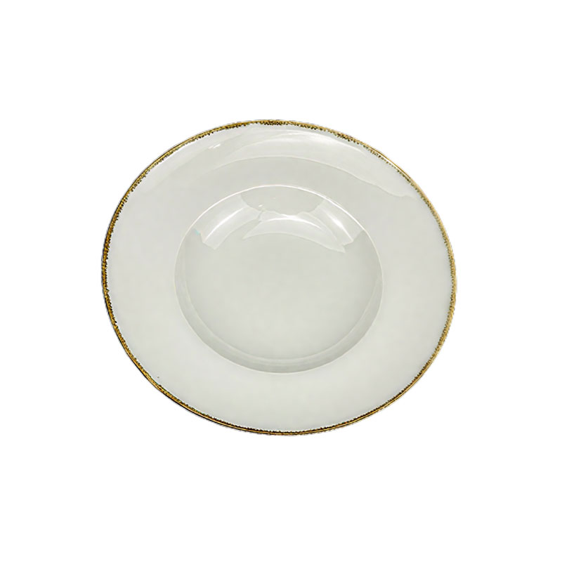 Gold - Rimmed White Ceramic Dinner Plate 