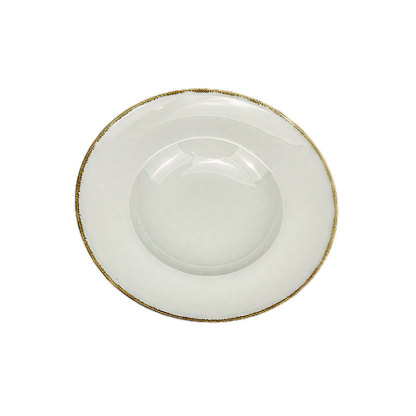 Gold - Rimmed White Ceramic Dinner Plate 