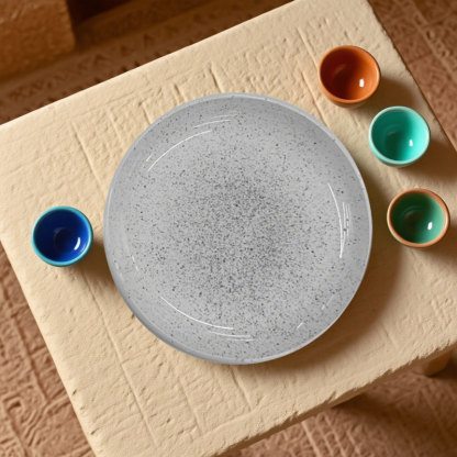 Speckled Gray Ceramic Dinner Plate