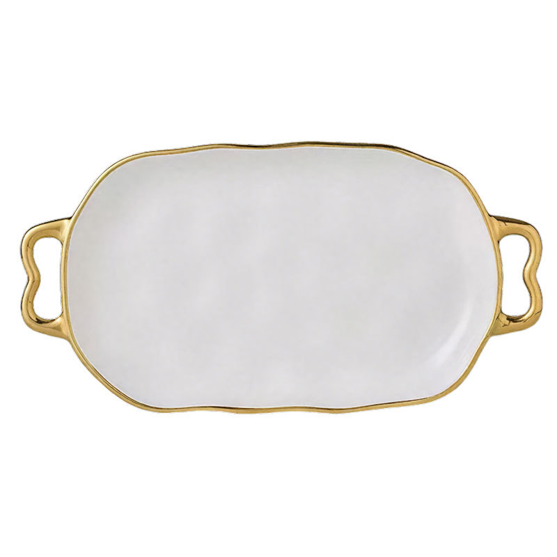Luxury Gold Rimmed Ceramic Serving Tray