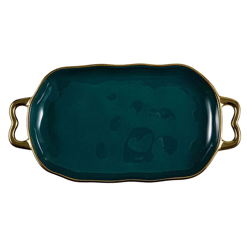 Luxury Gold Rimmed Ceramic Serving Tray