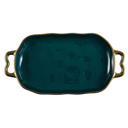 Luxury Gold Rimmed Ceramic Serving Tray