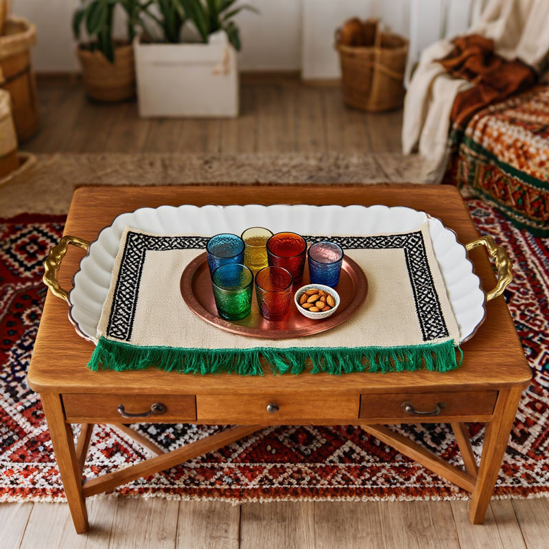 Double Handle Lace Rectangular Shallow Plate