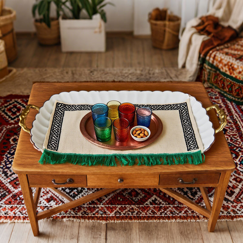 Double Handle Lace Rectangular Shallow Plate