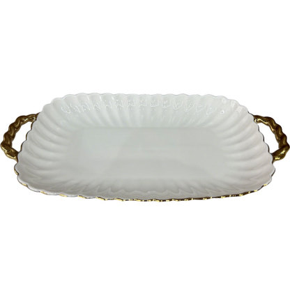Double Handle Lace Rectangular Shallow Plate