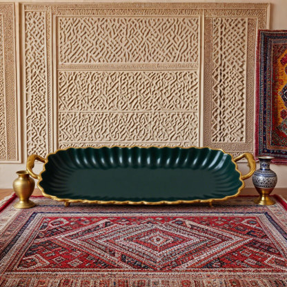 Double Handle Lace Rectangular Shallow Plate