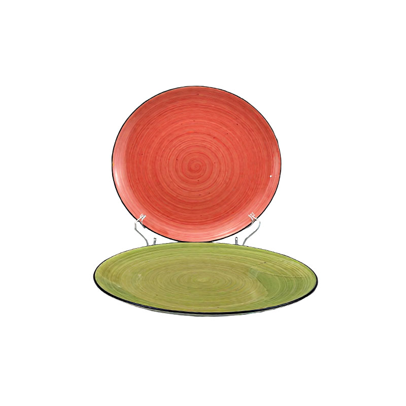 Red and Green Swirl Ceramic Plate