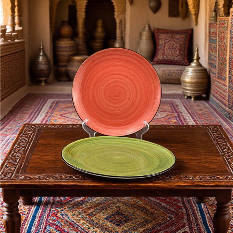 Red and Green Swirl Ceramic Plate