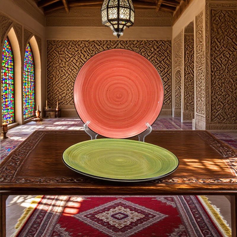 Red and Green Swirl Ceramic Plate