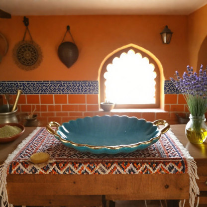 Double Handle Lace Round Shallow Plate