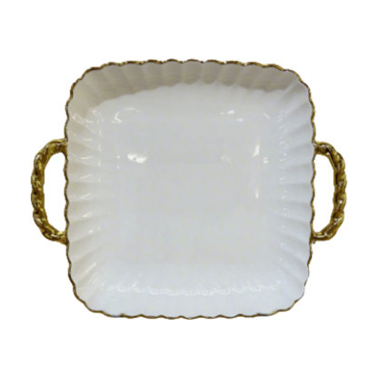 Double Handle Lace Square Shallow Plate