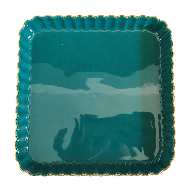 8-inch square plate with lace trim