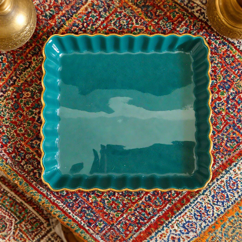 8-inch square plate with lace trim