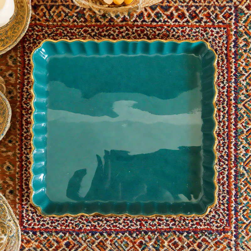 8-inch square plate with lace trim