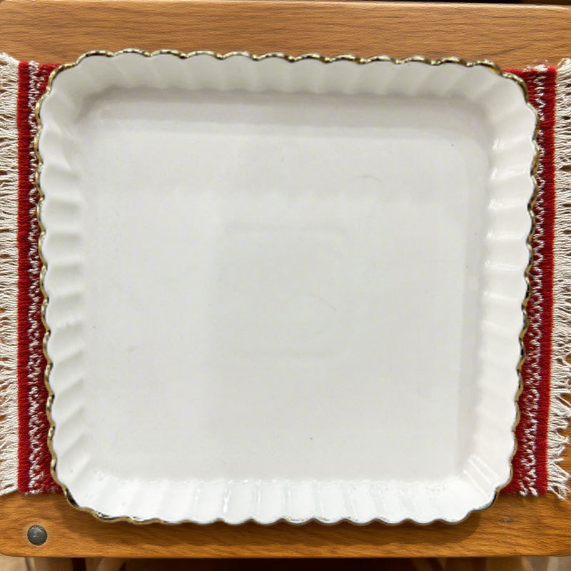 8-inch square plate with lace trim