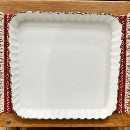8-inch square plate with lace trim