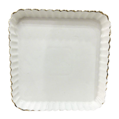 8-inch square plate with lace trim