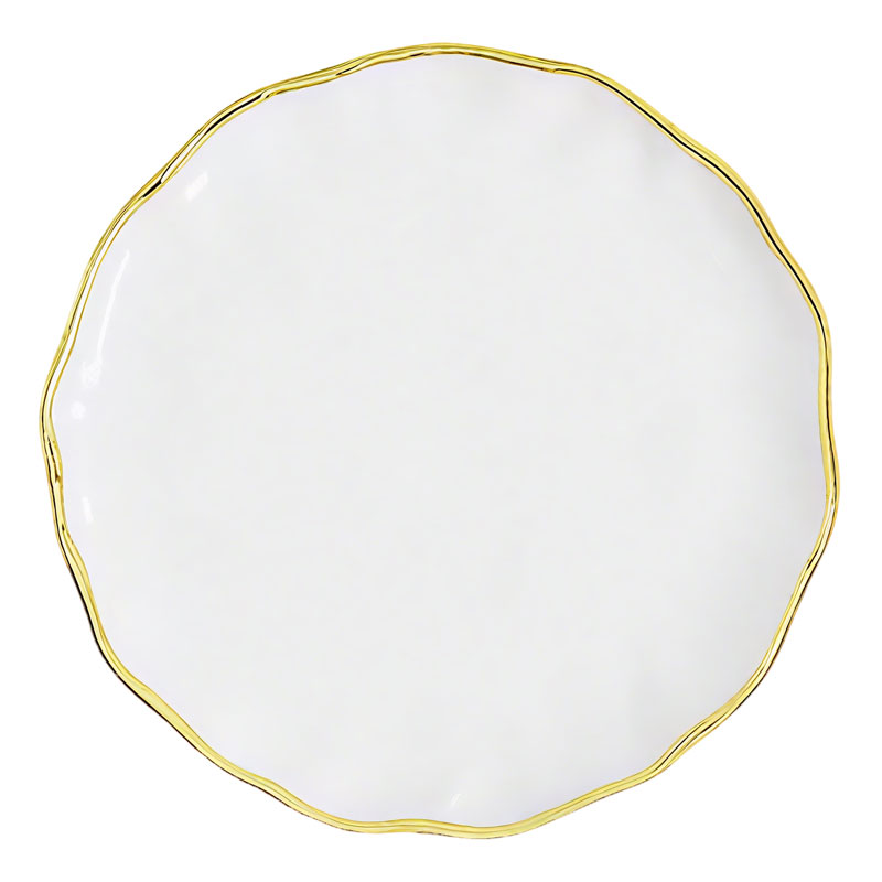 Stone - patterned round shallow plate