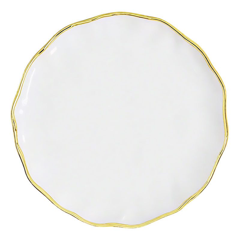 Stone - patterned round shallow plate