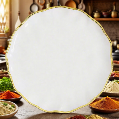 Stone - patterned round shallow plate