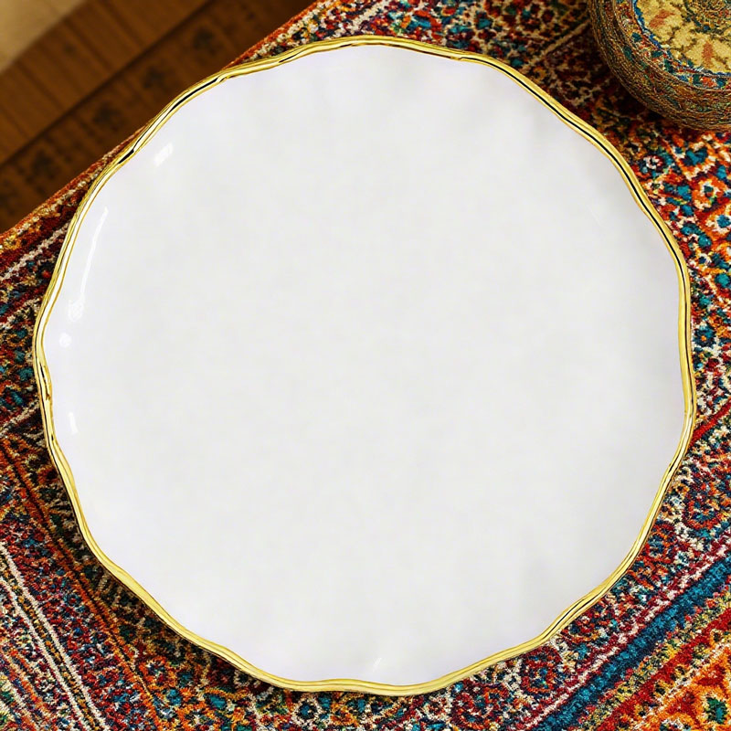 Stone - patterned round shallow plate