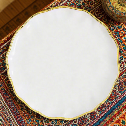 Stone - patterned round shallow plate