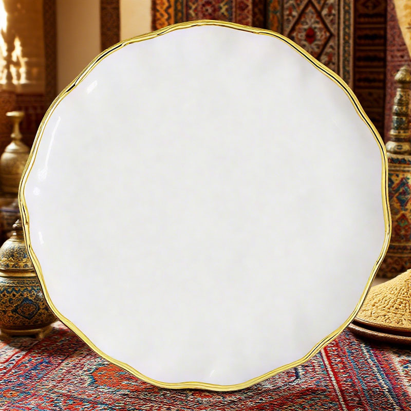 Stone - patterned round shallow plate