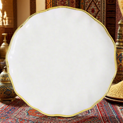 Stone - patterned round shallow plate