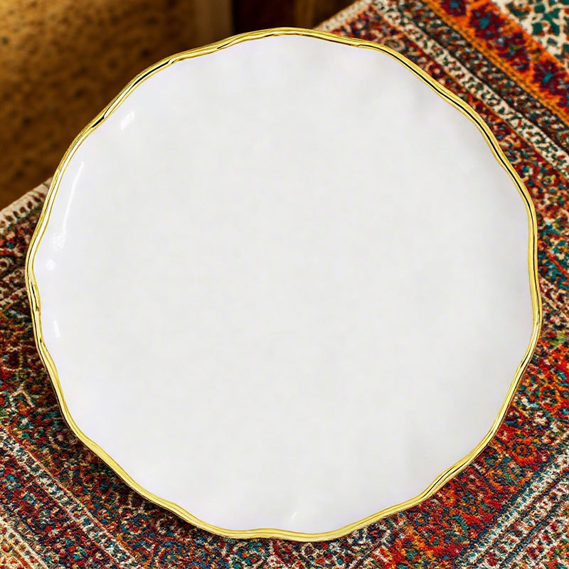 Stone - patterned round shallow plate