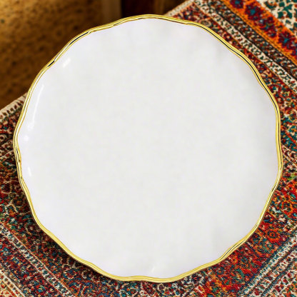 Stone - patterned round shallow plate