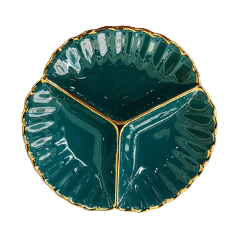 Gold - Rimmed Scalloped Ceramic Plate